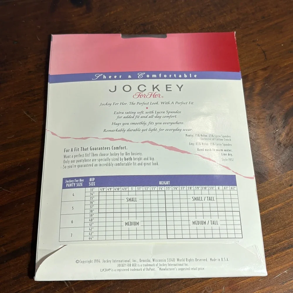 Jockey Pantyhose Womens Small French Taupe For Her Sheer Control Top Vintage NEW